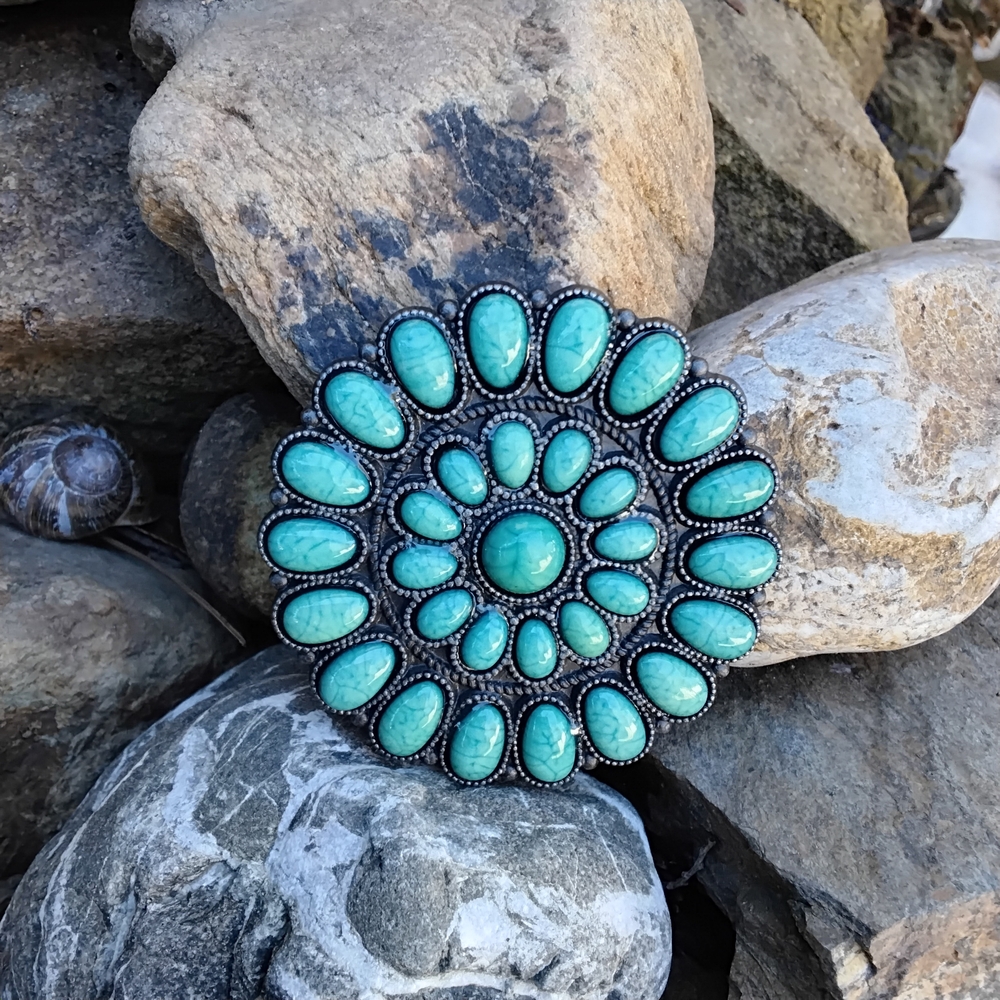 Faux Turquoise Stone Belt Buckle